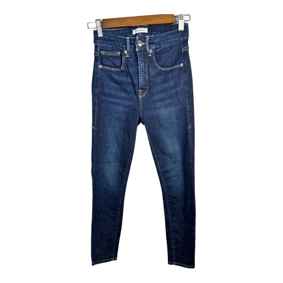Good American Womens size 0/25 Good Legs Crop Denim Jeans Dark Wash - Picture 1 of 8